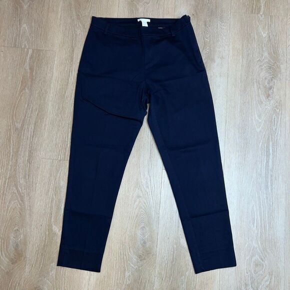 H&M Navy Blue Side Zip Back Slit Pockets Skinny Leg Trouser Pants, Women’s 12 - Picture 10 of 10